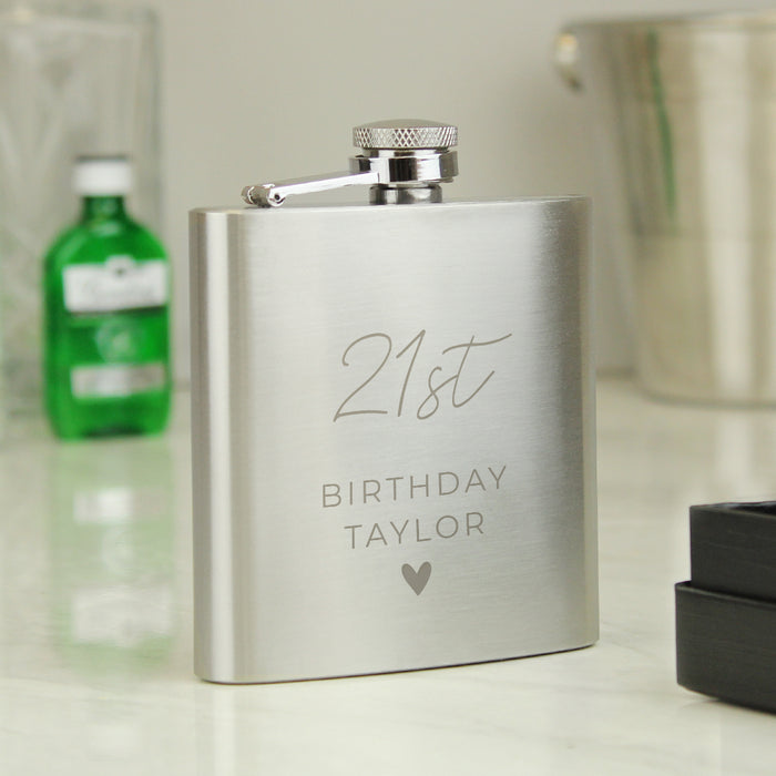 Personalised Free Text Birthday Hip Flask