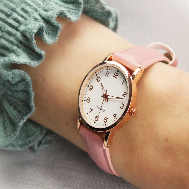 Engraved Girls Pink Watch