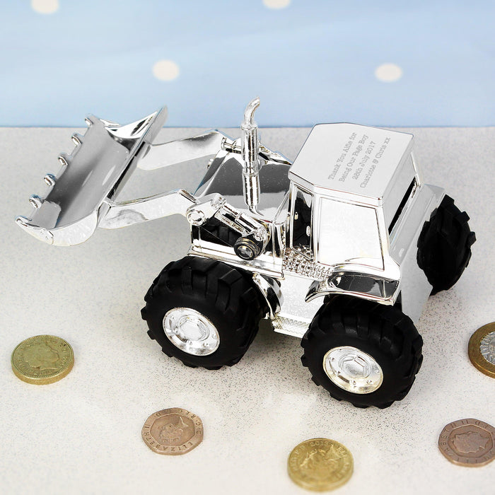 Personalised Engraved Silver Plated Digger Money Box