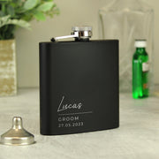 Personalised Free Text Script Black Stainless Steel Hip Flask