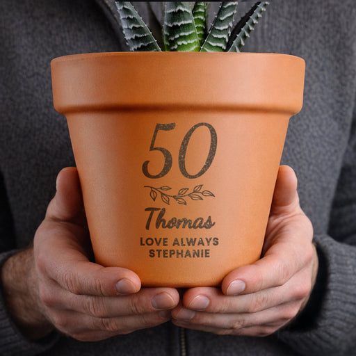 50th birthday plant pot Personalised 50th Birthday Terracotta Plant Pot