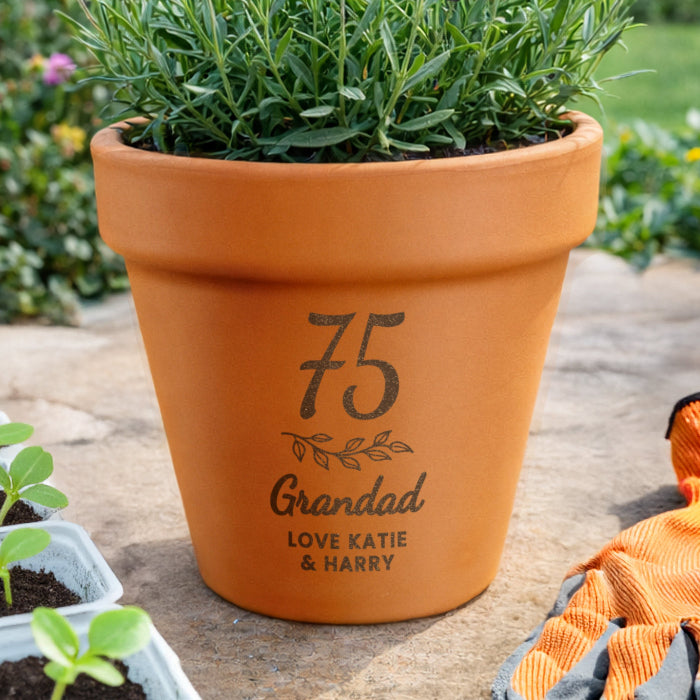 Personalised 75th Birthday Terracotta Plant Pot