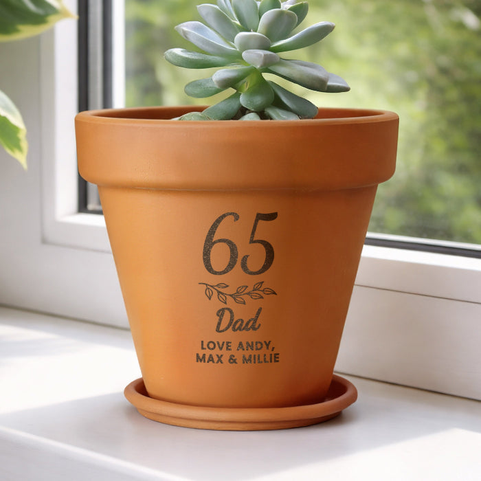 Personalised 65th Birthday Terracotta Plant Pot