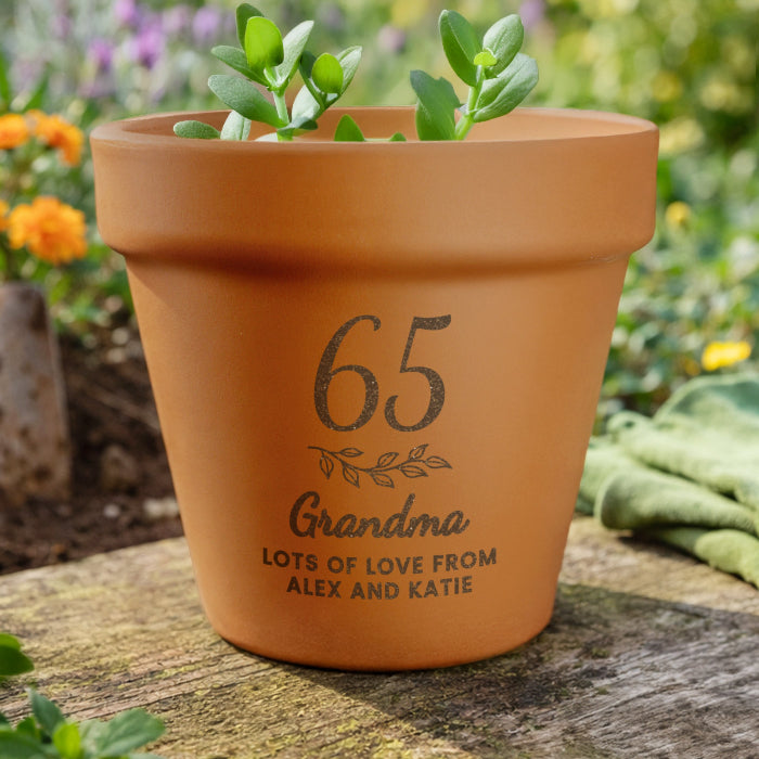 Personalised 65th Birthday Terracotta Plant Pot