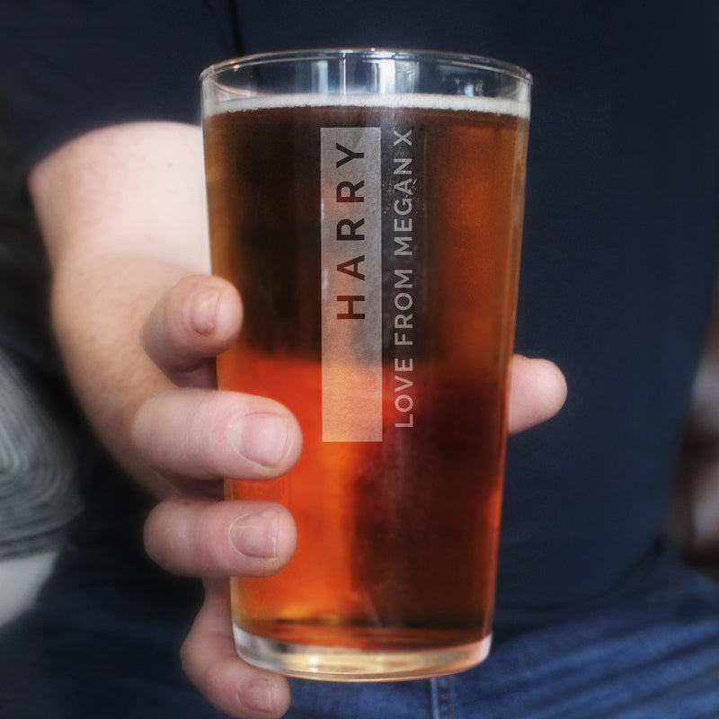 Engraved Free Text Pint Glass