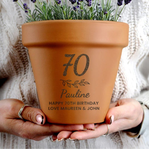 70th birthday plant pot Personalised 70th Birthday Terracotta Plant Pot