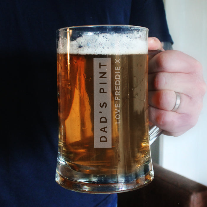 Engraved Free Text Pint Stern Tankard Glass