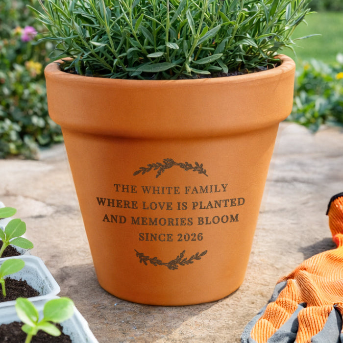 Engraved Terracotta Plant Pot