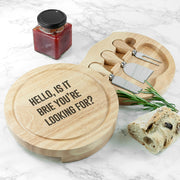 Engraved Any Message Round Cheese Board Set
