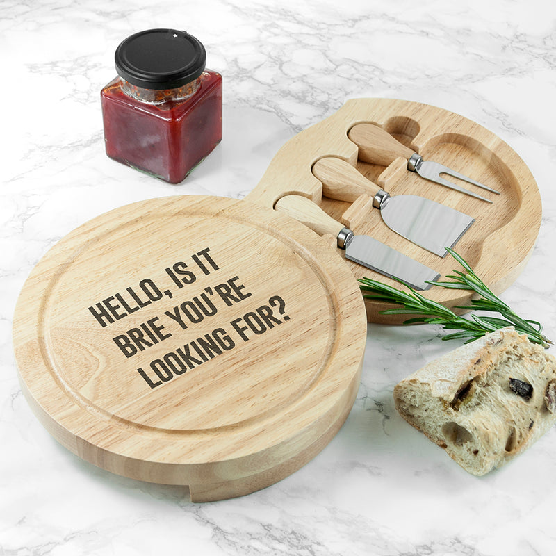 Engraved Any Message Round Cheese Board Set