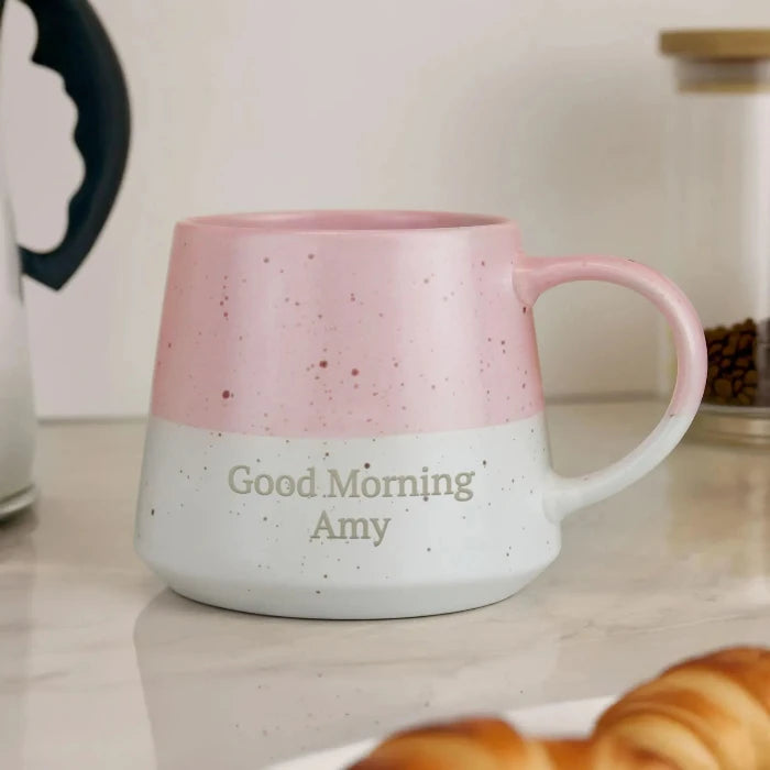 Engraved Speckled Pattern Personalised Drink Mug with Message