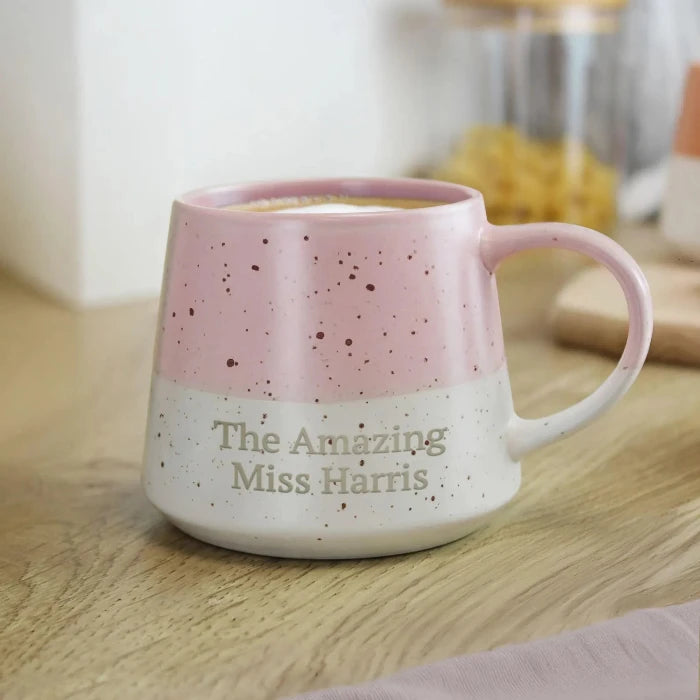 Engraved Speckled Pattern Personalised Drink Mug with Message