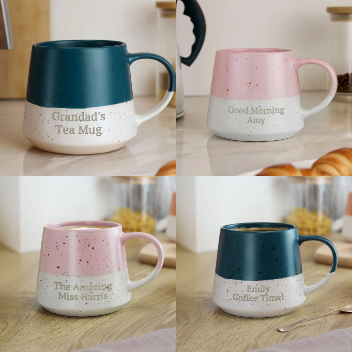 Engraved Speckled Pattern Personalised Drink Mug with Message