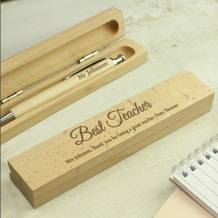 Personalised Any Message Wooden Pen & Box: Engraved Gift