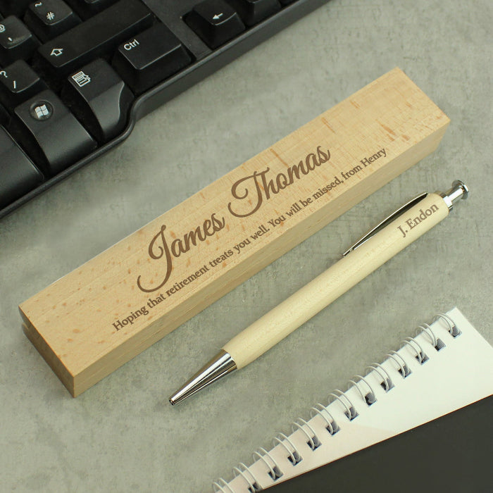 Personalised Any Message Wooden Pen & Box: Engraved Gift