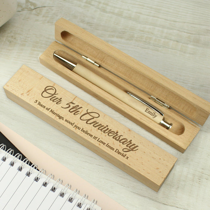 Personalised Any Message Wooden Pen & Box: Engraved Gift