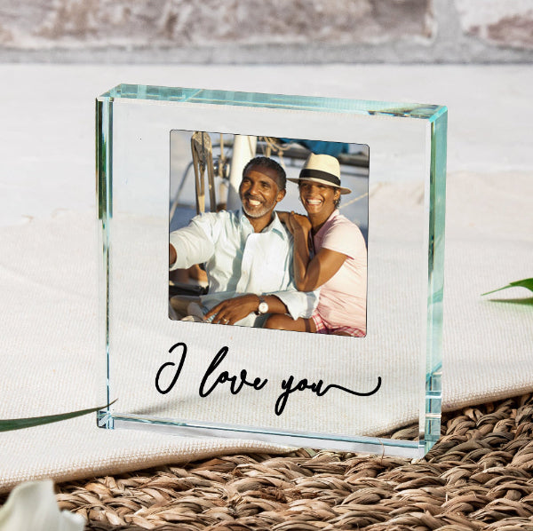 I love You Photo Glass Ornament