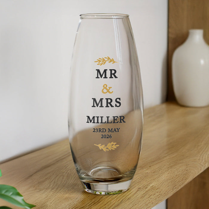 Mr & Mrs Wedding Glass Vase - Personalised