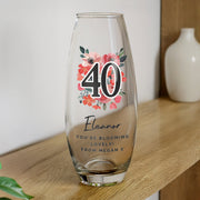 Personalised Floral Birthday Glass Vase