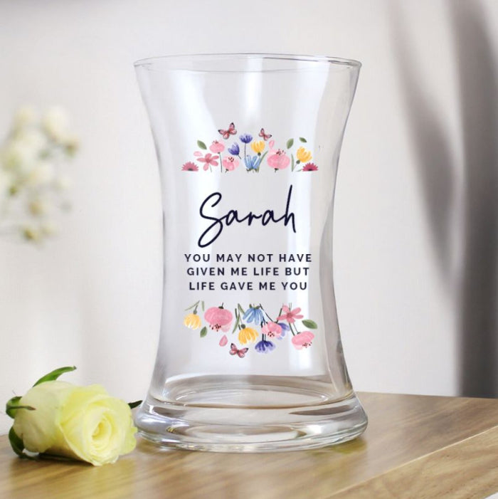 Personalised Bright Floral Step Mum Vase - Any Text