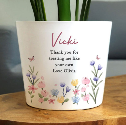 Personalised Floral Step Mum Large Plant Pot - Any Text