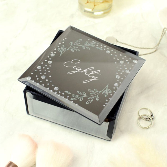80th Birthday Diamante Mirrored Trinket Box - Eighty