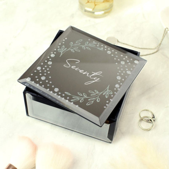 70th Birthday Diamante Mirrored Trinket Box - Seventy