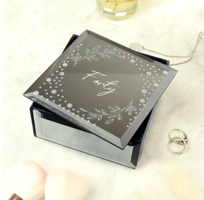 40th Birthday Diamante Mirrored Trinket Box - Forty