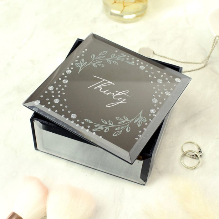 30th Birthday Diamante Mirrored Trinket Box - Thirty