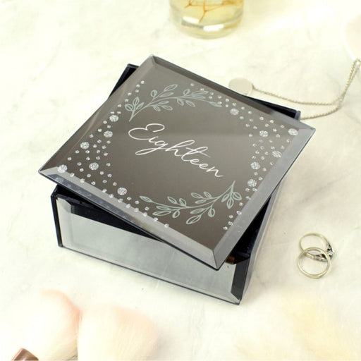 18th Birthday Diamante Mirrored Trinket Box - Eighteen