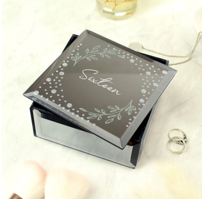 16th Birthday Diamante Mirrored Trinket Box - Sixteen