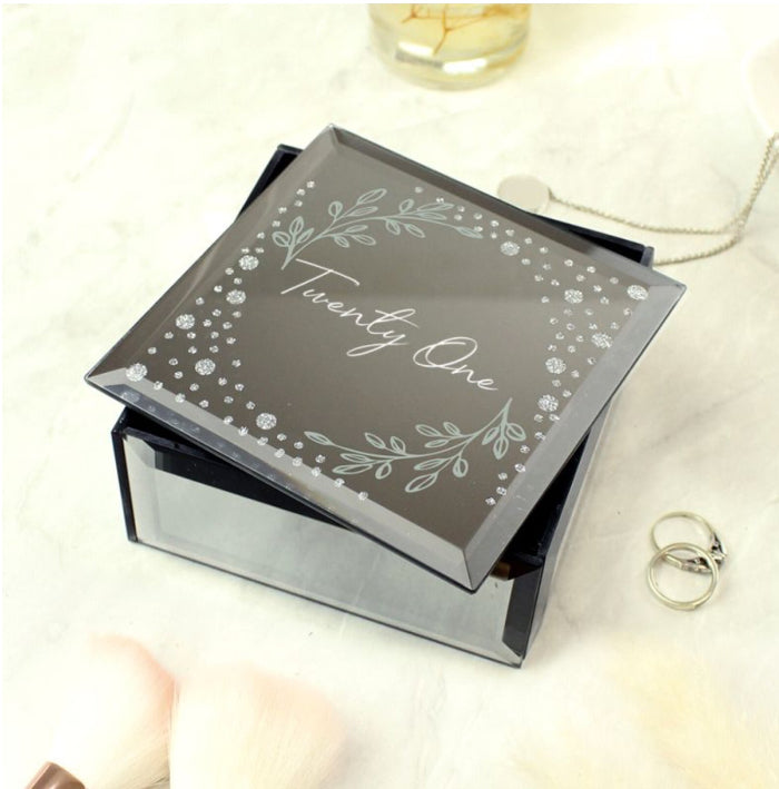 21st Birthday Diamante Mirrored Trinket Box - Twenty One