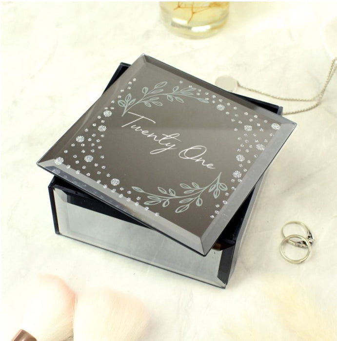 21st Birthday Diamante Mirrored Trinket Box - Twenty One