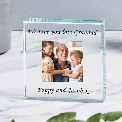 Personalised Photo Upload Glass Block - Any Message