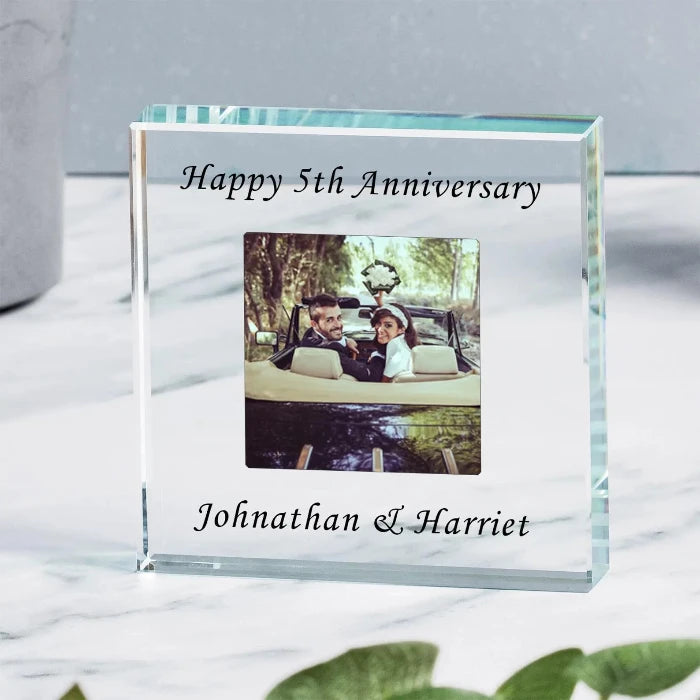 Personalised Photo Gift Glass Plaque - Any Message