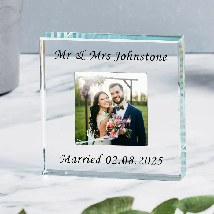 Personalised Photo Gift Glass Plaque - Any Message