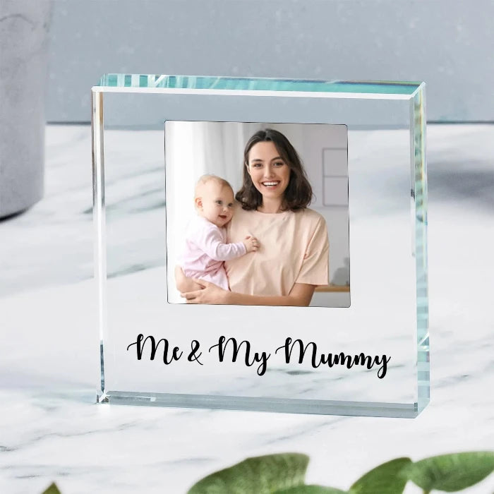 Me & My Mummy Photo Upload Glass Block