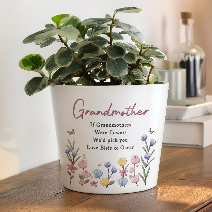 Personalised Mother’s Day Floral Large Plant Pot - Any Message