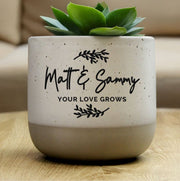 Personalised 9th Anniversary Flecked Plant Pot - Botanical