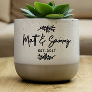 Personalised 9th Anniversary Flecked Plant Pot - Botanical