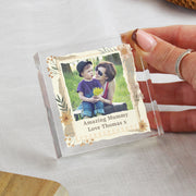 Personalised Wild Flowers Photo Upload Crystal Glass Block