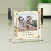 Personalised Wild Flowers Photo Upload Crystal Glass Block