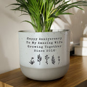 Personalised Floral Flecked Plant Pot - Any Message