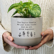 Personalised Floral Flecked Plant Pot - Any Message