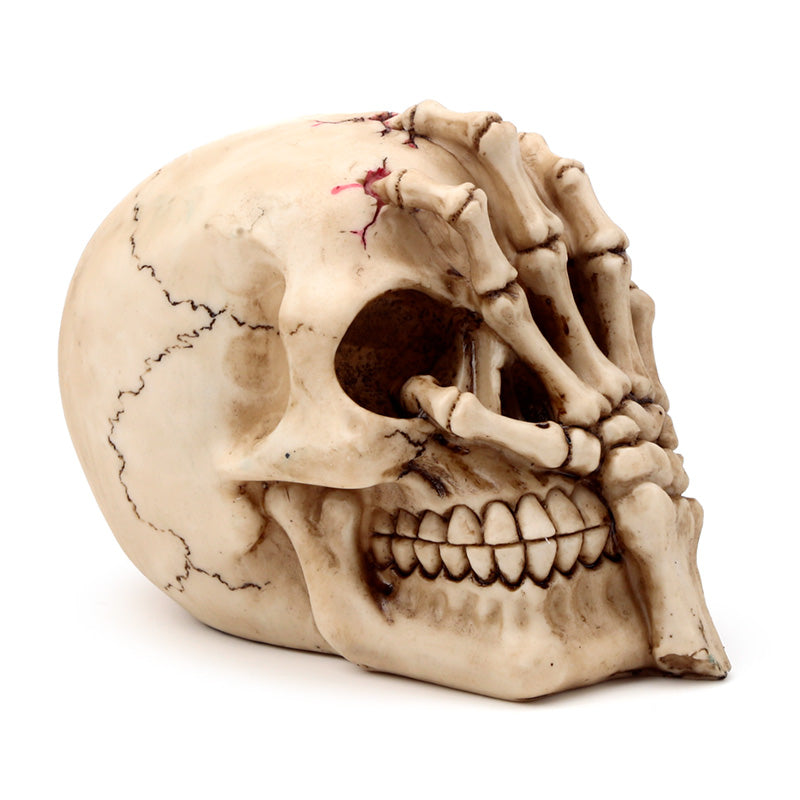 Gruesome Skull Head with Skeleton Claw Hand Ornament
