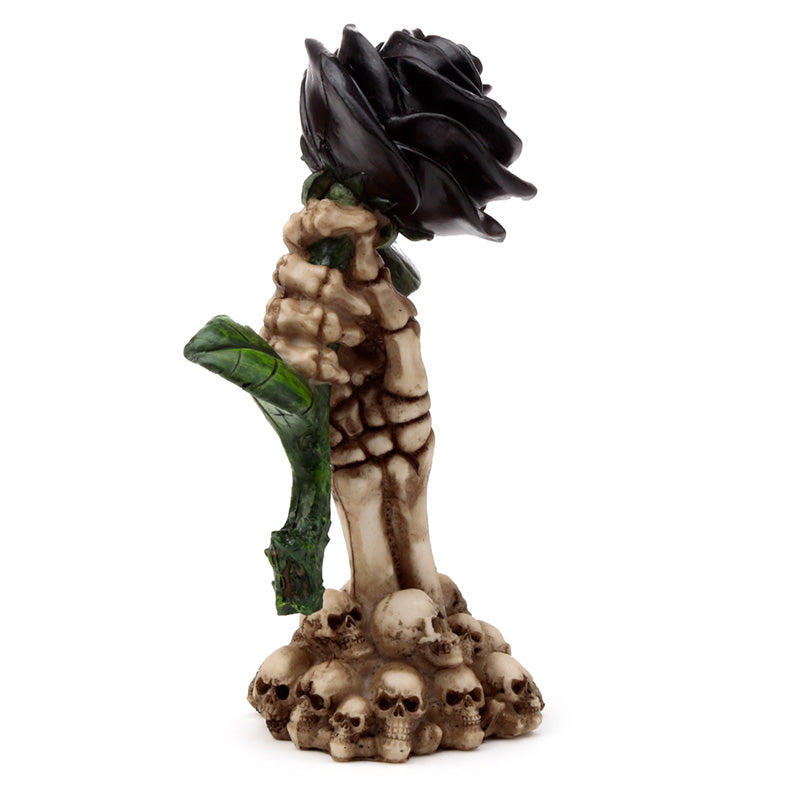 Skeleton Hand Holding Black Rose Ornament