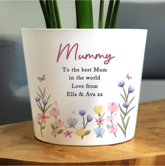 Personalised Mother’s Day Floral Large Plant Pot - Any Message