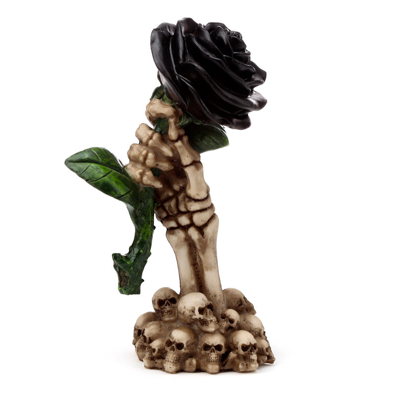 Skeleton Hand Holding Black Rose Ornament