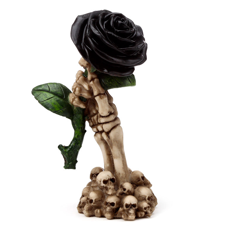 Skeleton Hand Holding Black Rose Ornament