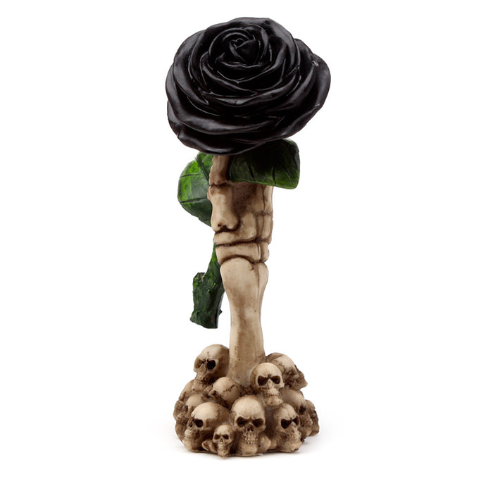 Skeleton Hand Holding Black Rose Ornament